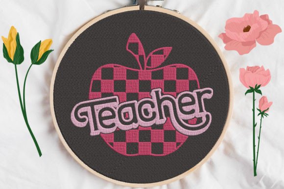 A Cozy Teacher Apple with Checkered Charm