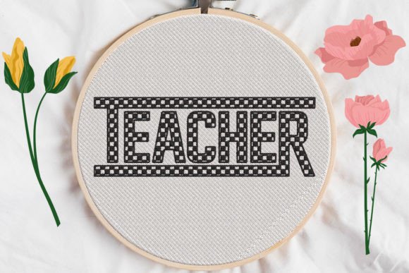 Adding Seasonal Charm with Teacher Sign Checkered Print