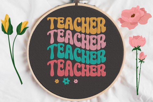 Evaluating the Teacher Sign Echo Stacked Embroidery Design