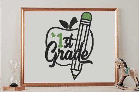 Stitching Charm: The 1st Grade Apple Pencil Embroidery File