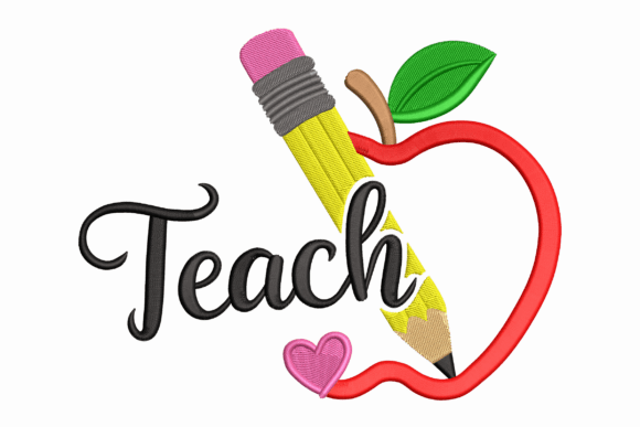 Teacher Pencil Apple Patch Embroidery Design Review